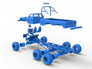 Monster Truck 6x6 concept Scale 1 to 25 3D Print Model