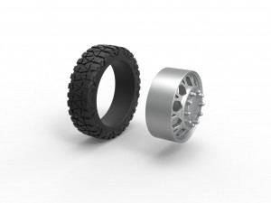 Front semi wheel for pickup Version 23 Scale 1 to 25 3D-printmodel