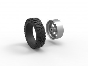 Front semi wheel for pickup Version 23 Scale 1 to 25 3D-printmodel