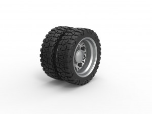 Rear semi wheel for pickup Version 23 Scale 1 to 25 3D Baskı Modeli