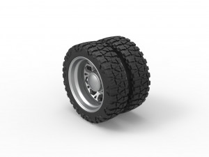 Rear semi wheel for pickup Version 23 Scale 1 to 25 3D Baskı Modeli