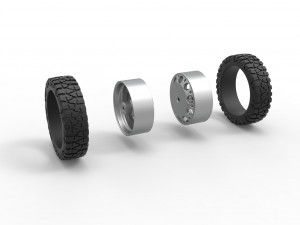 Rear semi wheel for pickup Version 23 Scale 1 to 25 3D Baskı Modeli