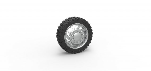 Front semi wheel for pickup Version 24 Scale 1 to 25 3D प्रिंट मॉडल .c4d .max .obj .3ds .fbx .stl .blend