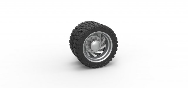 Rear semi wheel for pickup Version 24 Scale 1 to 25 3D Print Model .c4d .max .obj .3ds .fbx .stl .blend 