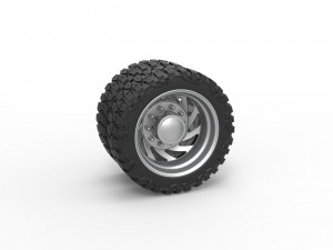 Rear semi wheel for pickup Version 24 Scale 1 to 25 3D Print Model