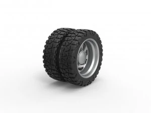 Rear semi wheel for pickup Version 24 Scale 1 to 25 3D Print Model