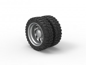 Rear semi wheel for pickup Version 24 Scale 1 to 25 3D Print Model