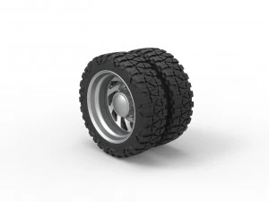 Rear semi wheel for pickup Version 24 Scale 1 to 25 3D Print Model