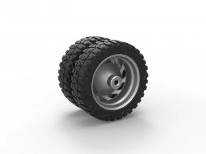 Rear semi wheel for pickup Version 24 Scale 1 to 25 3D Print Model