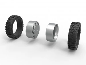 Rear semi wheel for pickup Version 24 Scale 1 to 25 3D Print Model
