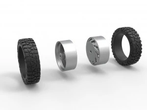 Rear semi wheel for pickup Version 24 Scale 1 to 25 3D Print Model