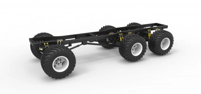Chassis of 6x6 Monster Truck Scale 1 to 25 3D Print Model .c4d .max .obj .3ds .fbx .stl .blend 