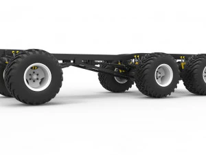 Chassis of 6x6 Monster Truck Scale 1 to 25 3D Print Model