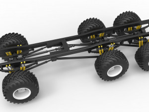 Chassis of 6x6 Monster Truck Scale 1 to 25 3D Baskı Modeli