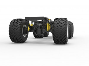 Chassis of 6x6 Monster Truck Scale 1 to 25 3D Baskı Modeli
