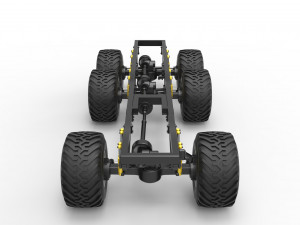 Chassis of 6x6 Monster Truck Scale 1 to 25 3D Baskı Modeli