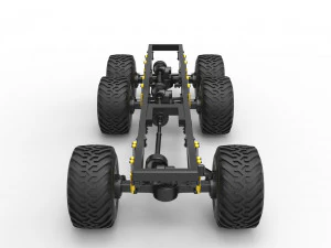 Chassis of 6x6 Monster Truck Scale 1 to 25 3D Print Model