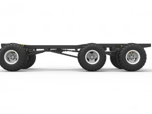 Chassis of 6x6 Monster Truck Scale 1 to 25 3D Print Model
