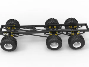 Chassis of 6x6 Monster Truck Scale 1 to 25 3D Print Model