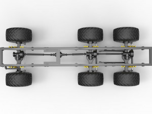 Chassis of 6x6 Monster Truck Scale 1 to 25 3D Baskı Modeli
