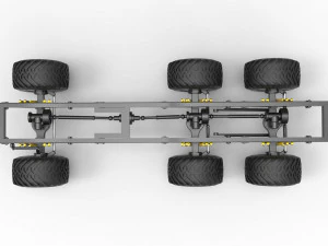 Chassis of 6x6 Monster Truck Scale 1 to 25 3D Print Model
