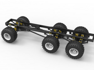 Chassis of 6x6 Monster Truck Scale 1 to 25 3D Baskı Modeli