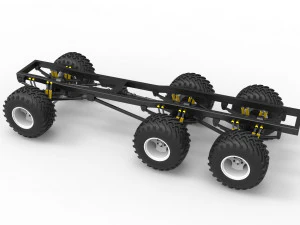 Chassis of 6x6 Monster Truck Scale 1 to 25 3D Print Model