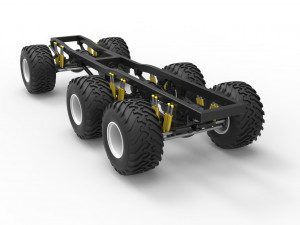 Chassis of 6x6 Monster Truck Scale 1 to 25 3D Baskı Modeli