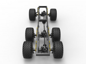 Chassis of 6x6 Monster Truck Scale 1 to 25 3D Baskı Modeli