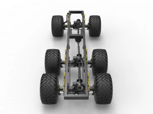 Chassis of 6x6 Monster Truck Scale 1 to 25 3D Print Model