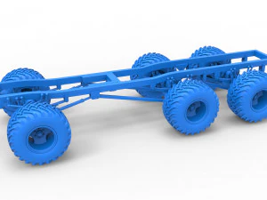 Chassis of 6x6 Monster Truck Scale 1 to 25 3D Print Model