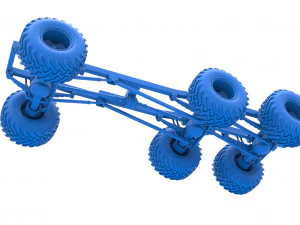 Chassis of 6x6 Monster Truck Scale 1 to 25 3D Print Model