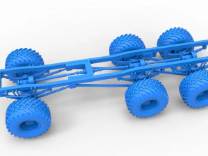 Chassis of 6x6 Monster Truck Scale 1 to 25 3D Print Model