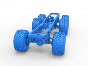 Chassis of 6x6 Monster Truck Scale 1 to 25 3D Print Model