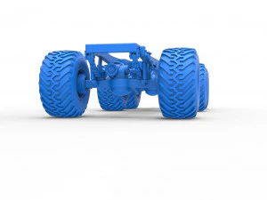 Chassis of 6x6 Monster Truck Scale 1 to 25 3D Print Model