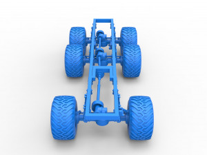 Chassis of 6x6 Monster Truck Scale 1 to 25 3D Baskı Modeli
