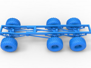 Chassis of 6x6 Monster Truck Scale 1 to 25 3D Baskı Modeli