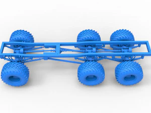 Chassis of 6x6 Monster Truck Scale 1 to 25 3D Print Model