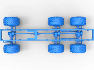 Chassis of 6x6 Monster Truck Scale 1 to 25 3D Print Model