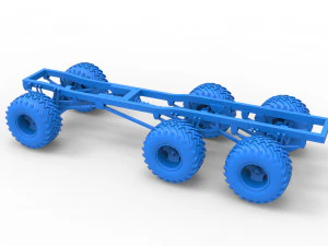 Chassis of 6x6 Monster Truck Scale 1 to 25 3D Print Model
