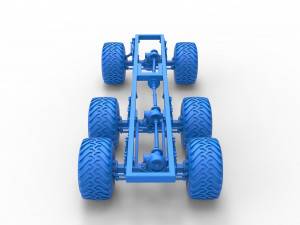 Chassis of 6x6 Monster Truck Scale 1 to 25 3D Baskı Modeli