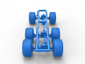 Chassis of 6x6 Monster Truck Scale 1 to 25 3D Print Model