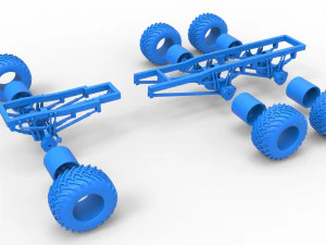 Chassis of 6x6 Monster Truck Scale 1 to 25 3D Print Model