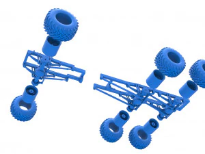 Chassis of 6x6 Monster Truck Scale 1 to 25 3D Print Model
