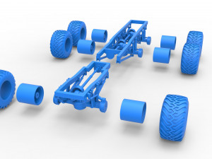 Chassis of 6x6 Monster Truck Scale 1 to 25 3D Baskı Modeli