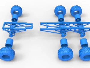 Chassis of 6x6 Monster Truck Scale 1 to 25 3D Print Model