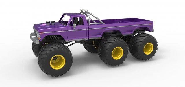 Monster Truck 6x6 concept Version 2 Scale 1 to 25 3D Print Model .c4d .max .obj .3ds .fbx .stl .blend 