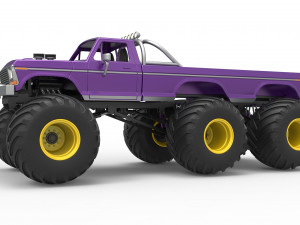 Monster Truck 6x6 concept Version 2 Scale 1 to 25 3D Baskı Modeli