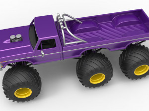 Monster Truck 6x6 concept Version 2 Scale 1 to 25 3D Baskı Modeli