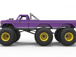 Monster Truck 6x6 concept Version 2 Scale 1 to 25 3D Baskı Modeli